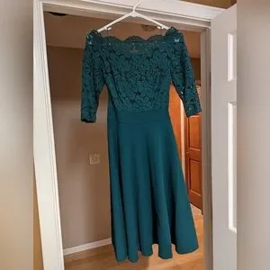 MISSMAY Women's Vintage Floral Lace Swing Dress - Boat Neck Half Sleeve Cocktail Party Dress - View #7